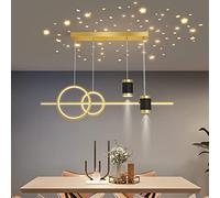 Bellastein Lampe à Suspension LED Moderne Table à Manger, Salon Plafonnier Lustre Chambre Hauteur Réglable Lampe Suspendue Anneau Design Lampe Suspendue pour Cuisine Bureau Étude Suspension (Or)