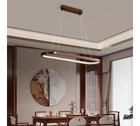 Bellastein Lampe à suspension LED salle à manger bois dimmable avec télécommande table à manger lustre en salle à manger luminaire suspendu Bureau salon cuisine plafonnier (bois-1, 90cm)