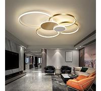 Bellastein Lampe de Salon Dimmable avec Télécommande, Plafonnier LED Chambre Plafonnier Moderne Métal Acrylique Pendentif Lumière pour Salle d'étude, Cuisine (or-, 80cm-72W)