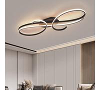 Bellastein LED Design plafonnier salon moderne lustre dimmable salle à manger lustre salle à manger, chambre à coucher, Salon métal chromé plafonnier (noir, L80cm)