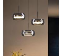 Bellastein LED Lustre de luxe Pendentif en verre Haut sens Table à manger Lustre Bande Dimmable Télécommande Lampe suspendue pour table à manger Salon Chambre à coucher Café Plafonnier (B 3 lumière)