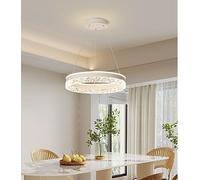 Bellastein LED lustre nouveau restaurant moderne haut de gamme lustre anneau cristal acrylique dimmable télécommande réglable plafonnier rond (blanc)