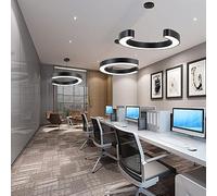 Bellastein LED style industriel plafonnier semi - circulaire salle de réunion suspension 6000k hauteur réglable réception Suspension Lampe de bureau créative suspension (L80cm, noir)