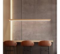 Bellastein LED suspension en bois moderne dimmable Design linéaire lampe suspendue avec télécommande table à manger suspension hauteur réglable salle à manger suspension (Träfärg, L120cm)