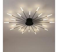 Bellastein Lumière de plafond moderne dimmable LED 42 feux d'artifice Lampes de plafond 3000-6000K avec télécommande Lustre Chambre à coucher Salon Lumière pendentive (Noir, 18 têtes de lampe)