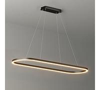 Bellastein Lustre de bureau LED moderne Design ovale table à manger suspension dimmable avec télécommande suspension hauteur plafonnier réglable pour Bureau Table bureau (noir, L100cm/35W)