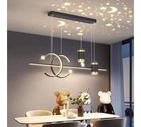 Bellastein moderne LED table à manger pendentif nouveau design étoile suspension hauteur réglable télécommande suspension salle à manger salon Bureau suspension (noir)