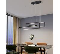 Bellastein moderne pendentif rectangulaire dimmable table à manger pendentif design moderne personnalisé avec télécommande plafonnier (noir, L100cm/60W)