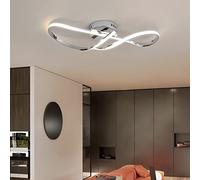 Bellastein Plafonnier LED plafonnier salon dimmable plafonnier lampe de salon moderne avec télécommande chambre à coucher suspension chambre à coucher salle à manger cuisine éclairage (Chrome, L80cm)