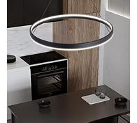 Bellastein Salle à manger luminaire LED lampe suspendue moderne avec télécommande lampe suspendue hauteur réglable lampe suspendue salon chambre cuisine lampe de bureau (Noir, L60cm)