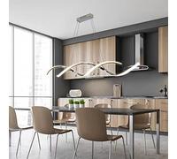 Bellastein Suspension LED table à manger salle à manger plafonnier moderne dimmable suspension lampe de cuisine réglable en hauteur avec télécommande lustre lampes de bureau (L110cm, Chrome)