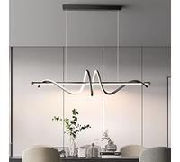 Bellastein Suspension LED Table Moderne Spirale Design Dimmable avec Télécommande pour Salle à Manger Bureau Salon (Noir, L120cm/68W)