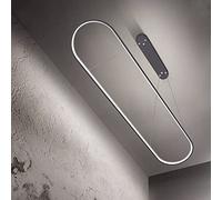 Bellastein suspension ovale lampes de bureau de table à manger, suspension LED plafonnier dimmable avec télécommande, lustre design anneau moderne (L90cm, noir)