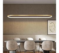 Bellastein suspension ovale lampes de bureau de table à manger, suspension LED plafonnier dimmable avec télécommande, lustre design anneau moderne (L90cm, or)