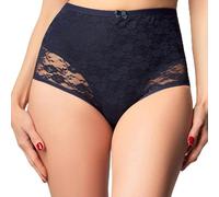 BELLAVEZA Lot de 2 culottes gainantes taille haute pour femme - Grande taille - Coton confortable avec dentelle gainante - Bleu foncé et noir, Noir/bleu., 50-52