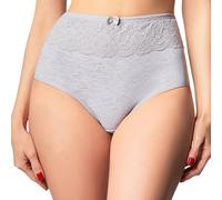 BELLAVEZA Lot de 3 culottes gainantes taille haute pour femme, grande taille, coton confortable avec dentelle gainante, noir/bleu/gris, Noir/gris/bleu., 56-58