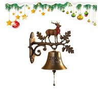 bellde Noël - décoration de Cloche de Porte de Vacances Festive avec Son Jingle | Metal Rustique bellde pour Noël, Utilisation en extérieur intérieure, Charmant Panneau de bienve