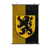 Belle affiche médiévale avec blason de capitaine avec couronne - Moyen âge - Décoration murale - 75 x 50 cm (Flandres)