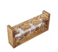Belle Apparence Rétro Design Lisse de Mini Vase et Support en Bois Bonne perméabilité de l'air Plante Vase Terrarium avec Support en Bois, Pots Fleurs Rétro Innovants pour (Cadre rétro + 3