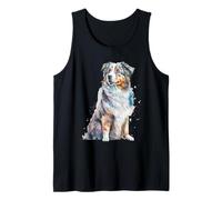 Belle Aquarelle Portrait de Berger Australien Débardeur