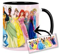 Belle Ariel Jasmine Pocahontas Cinderella Snow White Tasse Ceramique Intérieure et Poignée Noire Mug AAA