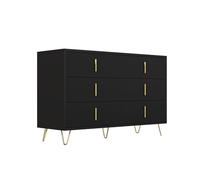 Belle armoire de rangement avec surface texturée, poignées aspect métal, construction robuste, idéale à combiner avec des meubles d'intérieur comme la salle à manger ou le salon (noir)