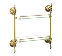 Belle Arti Étagère murale de luxe, en verre, à 1 ou 2 étages, avec support en laiton, aspect vintage, doré, facile d'entretien et inoxydable, à 2 étages, pour salle de bain