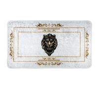 Belle Arti Tapis de salle de bain et de douche - Motif tête de lion en blanc doré - Antidérapant et lavable - Design oriental - Design 4 : lion blanc, 50 x 90 cm