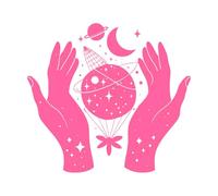 belle astrologie ésotérique mystique Stickers muraux en PVC 42x45.9cm Amovible sans laisser de colle Rose