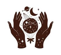 belle astrologie ésotérique mystique Stickers muraux en PVC 42x45.9cm Étanche Café