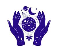 belle astrologie ésotérique mystique Stickers muraux en PVC 54.6x59.7cm Ne se décolle pas Bleu foncé