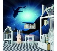 Belle Baleine Bleue En Trois Dimensions 3D Papier Peint Luxe Décoration Manger Adulte Intérieure Salon Canapé Chambre Fond TV Mur-200cm×140cm