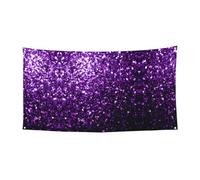 Belle bannière d'anniversaire à paillettes violettes, bannière de fond de vacances (90 cm x 180 cm), adaptée pour la décoration de cour, tissu mural exquis de rideau.