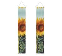 Belle bannière de porche tournesol à suspendre - Panneau de porte d'été - Bannière de fête - Fond photo pour les vacances de bienvenue - Décoration intérieure et extérieure