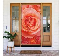 Belle bannière de porte avec imprimé rose, décoration élégante à suspendre, design facile à installer pour porte d'entrée, porche, mur, fournitures de fête, jardin 90 x 185 cm