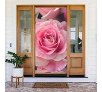 Belle bannière de porte imprimée rose, décoration élégante à suspendre, design facile à installer pour porte d'entrée, porche, mur, fournitures de fête, jardin 90 x 185 cm