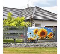 Belle bannière de tournesol réutilisable et résistante aux intempéries - Grande bannière de fête avec corde de suspension pour Nouvel An, mariage, anniversaire, cour - 61 x 119 cm
