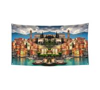 Belle bannière de vacances de Noël imprimée italienne, décoration d'intérieur ou d'extérieur pour fête, porche, bar, toile de fond festive à suspendre