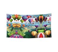 Belle bannière décorative à motif montgolfière - Parfaite pour les réunions de famille, les cérémonies de remise de diplôme, la décoration murale photo - 90 x 180 cm