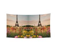 Belle bannière imprimée Tour Eiffel Paris - Bannière de faveurs de fête d'anniversaire - Décoration à suspendre pour cadeaux de célébration