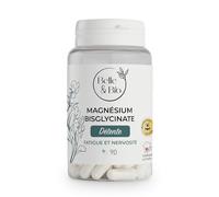 Belle&Bio - Magnésium Bisglycinate - 90 Gélules - Réduction de la Fatigue et du Stress - avec Vitamine B6 et D3 - Fabriqué en France
