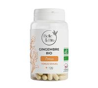 TONUS SEXUEL - Extrait de Gingembre certifié Bio - Pilulier de 120 gélules - Cure 2 mois - Complément Alimentaire BELLE&BIO - Fabriqué en France