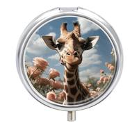 Belle boîte à pilules ronde portable et étanche en forme de girafe pour poche sac à main et pratique au quotidien