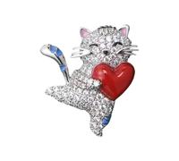Belle broche de chats avec Accent de coeur broche en alliage robuste accessoire de garde-robe polyvalent de chats en alliage breloque de coeur câlin