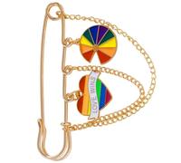 Belle broche en forme de cœur à tons multiples, en métal robuste, pour son anniversaire, broche en chaîne d ' amour