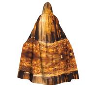Belle cape d'automne HD pour adulte - Cape de fête d'Halloween élégante sur le thème de la citrouille - Robe de magicien à capuche - Costumes de cosplay - Noir