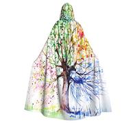 Belle cape de déguisement d'arbre quatre saisons pour homme adulte 150 cm, cape d'Halloween de sorcière, cape à capuche pour cosplay, robe unisexe