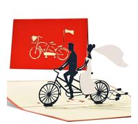 Belle carte de mariage en papier kraft - Mariage Tandem - Carte pour amoureux - Invitation - Élégant - Just Married - L17 AMZred