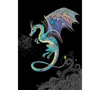 Belle carte de vœux Bug Art - Motif dragon bleu.