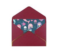 Belle carte de vœux sirène en papier nacré avec enveloppe dorée pour fête de mariage ou Noël